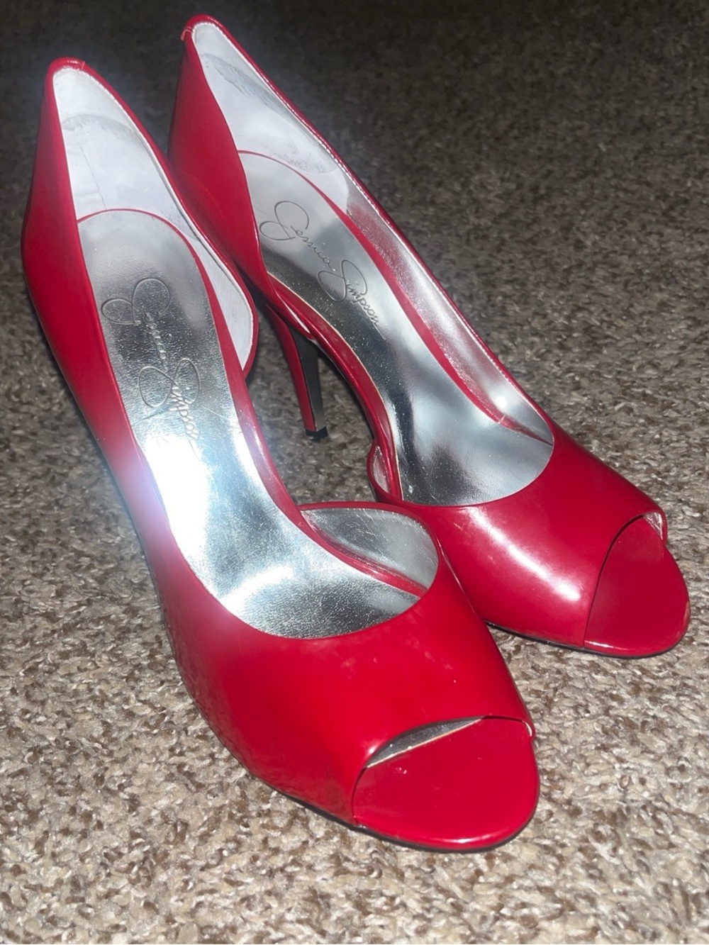 Jessica Simpson Red Peep Toe Stiletto Pumps